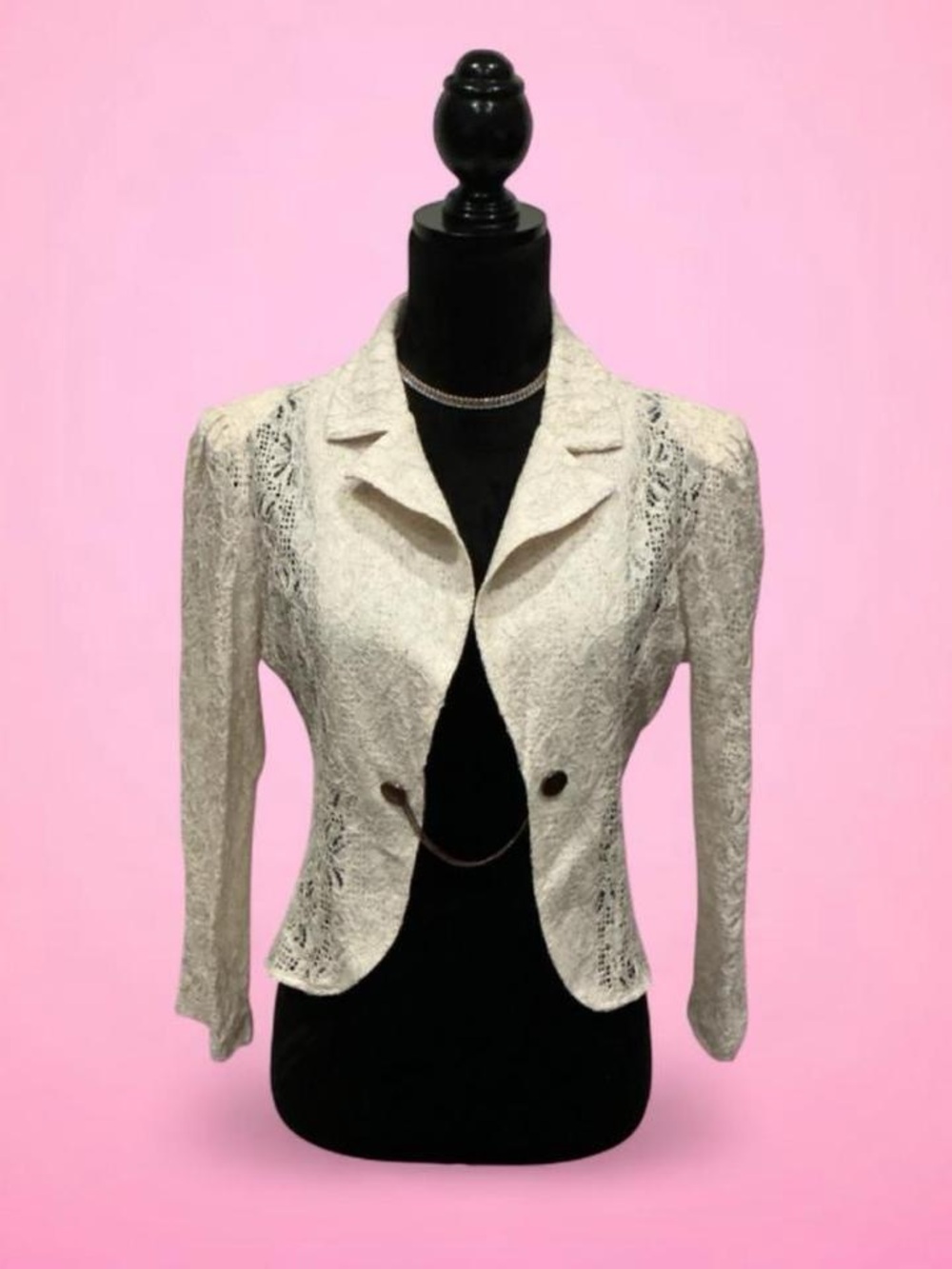 🤍Vintage Style Cream Lace Fitted Blazer Jacket